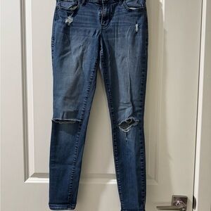 Old Navy Dark Blue Distressed Skinny Jeans